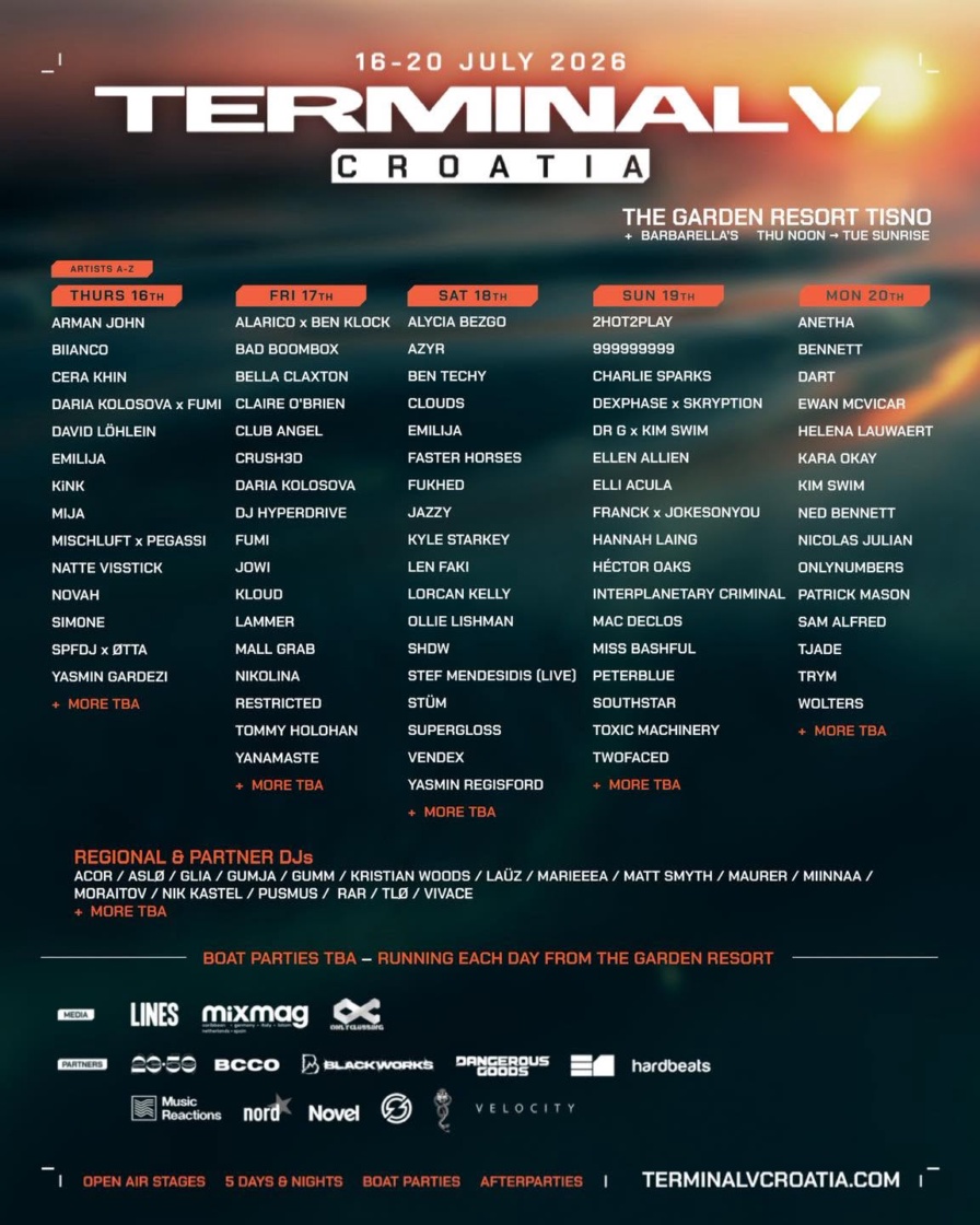 Terminal V Croatia 2026 @ The Garden Resort (Tisno)